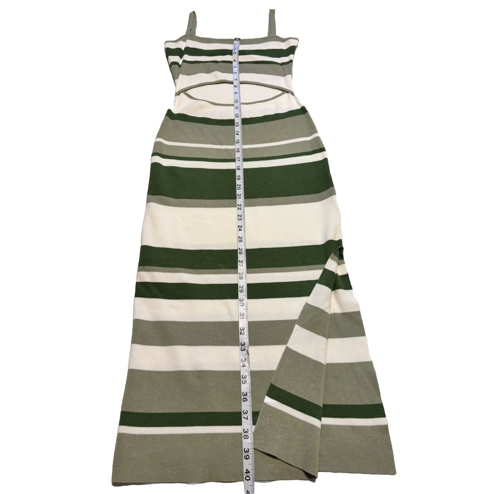 Here Comes The Sun Women's Green & White Striped Bodycon Peekaboo Dress Medium - Picture 7 of 15
